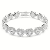 Swar*vski - Tennis bracelet  - Mixed cuts, Heart, White, Rhodium plated-5720860